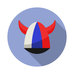 Poster - fan horn cap long shadow icon. Simple color vector of Russian fan atributs icons for ui and ux, website or mobile application