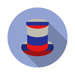 Aufkleber - fan cylinder hat long shadow icon. Simple color vector of Russian fan atributs icons for ui and ux, website or mobile application