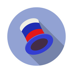 Aufkleber - fan cylinder hat long shadow icon. Simple color vector of Russian fan atributs icons for ui and ux, website or mobile application