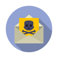 Aufkleber - virus in the letter long shadow icon. Simple color vector of virus and antivirus icons for ui and ux, website or mobile application