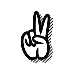 Sign of victory. The gesture of the hand. Two fingers raised up. peace icon. V sign for victory. Vector illustration isolated on white background