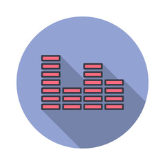 Aufkleber - sound wave long shadow icon. Simple color vector of web icons for ui and ux, website or mobile application