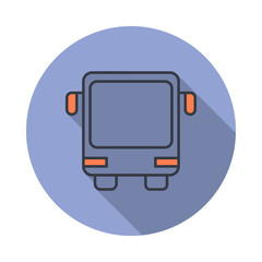 Aufkleber - bus long shadow icon. Simple color vector of web icons for ui and ux, website or mobile application