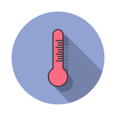 Aufkleber - thermometer long shadow icon. Simple color vector of web icons for ui and ux, website or mobile application