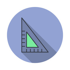 Poster - angle ruler long shadow icon. Simple color vector of web icons for ui and ux, website or mobile application