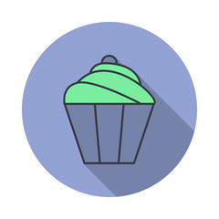Aufkleber - cake long shadow icon. Simple color vector of web icons for ui and ux, website or mobile application