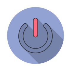 Aufkleber - power button long shadow icon. Simple color vector of web icons for ui and ux, website or mobile application