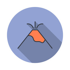 Aufkleber - volcano long shadow icon. Simple color vector of web icons for ui and ux, website or mobile application