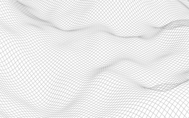 Abstract landscape on a white background. Cyberspace grid. hi tech network. 3d illustration
