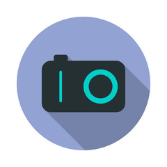 Aufkleber - camera long shadow icon. Simple color vector of web icons for ui and ux, website or mobile application