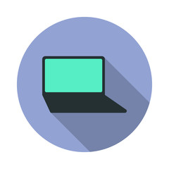 Aufkleber - a laptop long shadow icon. Simple color vector of web icons for ui and ux, website or mobile application