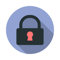 Poster - closed lock long shadow icon. Simple color vector of web icons for ui and ux, website or mobile application