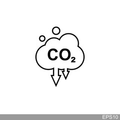 co2, carbon dioxide emissions icon on white background.vector illustration