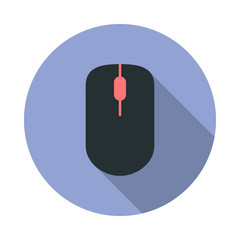 Aufkleber - PC mouse long shadow icon. Simple color vector of web icons for ui and ux, website or mobile application