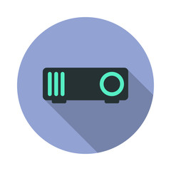 Aufkleber - projector long shadow icon. Simple color vector of web icons for ui and ux, website or mobile application