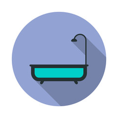 Aufkleber - bath long shadow icon. Simple color vector of web icons for ui and ux, website or mobile application