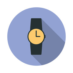 Poster - watch long shadow icon. Simple color vector of web icons for ui and ux, website or mobile application
