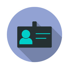 Aufkleber - badge long shadow icon. Simple color vector of web icons for ui and ux, website or mobile application