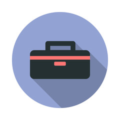 Aufkleber - tool bag long shadow icon. Simple color vector of web icons for ui and ux, website or mobile application