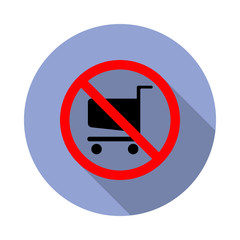 Poster - prohibited shopping trolley long shadow icon. Simple color vector of ban icons for ui and ux, website or mobile application