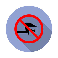 Aufkleber - no security camera long shadow icon. Simple color vector of ban icons for ui and ux, website or mobile application