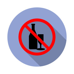 Aufkleber - alcohol prohibited long shadow icon. Simple color vector of ban icons for ui and ux, website or mobile application