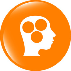Poster - idea head circle glossy icon . Flat sign isolated on white background