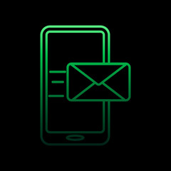 Poster - mail in smart phone nolan icon. Simple thin line, outline vector of sosial media network icons for ui and ux, website or mobile application