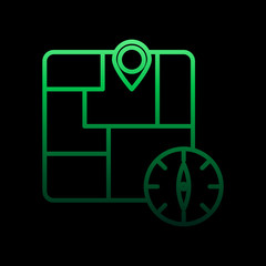 Poster - map and compass nolan icon. Simple thin line, outline vector of Education icons for ui and ux, website or mobile application