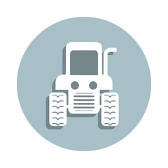 Poster - Front view wheeled tractor badge icon. Simple glyph, flat vector of transport icons for ui and ux, website or mobile application