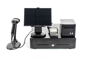 Commerce - cash equipment on a white background