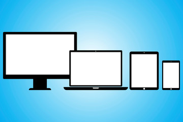 Aufkleber - a complete set of modern office equipment from a leading manufacturer. computer, laptop, tablet, pho