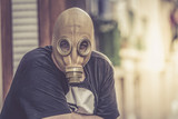 Fototapeta  - from the home-confined window with mask by Coronavirus, pandemic concept