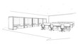 Illustration of open space office. Interior design.
