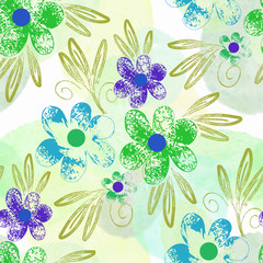 Wall Mural - Floral seamless pattern. Hand drawn background.