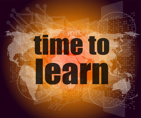 Poster - illustration of touch screen with time to learn words