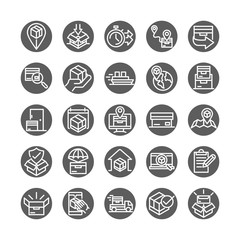 Canvas Print - delivery cargo service logistic shipping commerce icons set block style