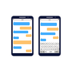 Poster - Phone Message Template. Social network messenger page template. Message chat bubbles vector icons for messenger. Icon flat on an isolated white background. EPS 10 vector