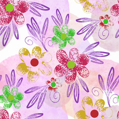 Wall Mural - Floral seamless pattern. Hand drawn background.