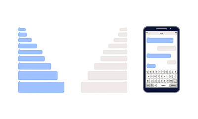 Poster - Message chat bubbles vector icons for messenger. Smartphone with typing for message clouds. Social network messenger page template. Icon flat on an isolated white background. EPS 10 vector.