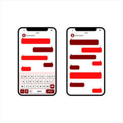 Poster - Phone Message Template. Social network messenger page template. Message chat bubbles vector icons for messenger. Icon flat on an isolated white background. EPS 10 vector