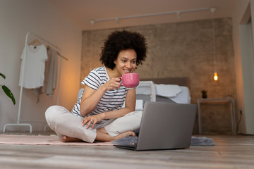 Wall Mural - Woman having a video call