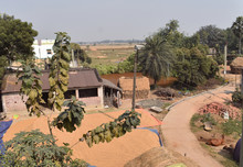 Stock Image Of The Typical Village With A Road Captured From The Top