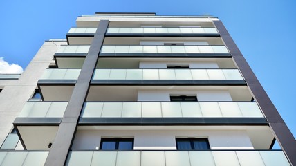 Modern European residential apartment buildings quarter. Abstract architecture, fragment of modern urban geometry.