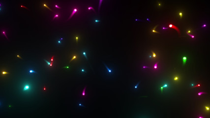 Wall Mural - neon light flying illumination glow particles firefly abstract 3d illustration background.
