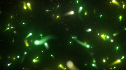Wall Mural - Neon Light Flying illumination Glow particles firefly abstract 3D illustration background.