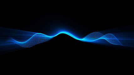 futuristic shiny blue lines wave digital technology background - modern technology abstract backgrou