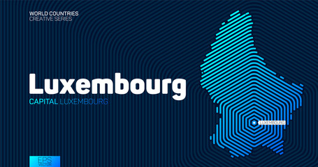 Wall Mural - abstract map of luxembourg with hexagon lines