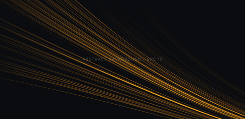 Wall Mural - abstract dark background with golden lines in 3d space forming striped texture