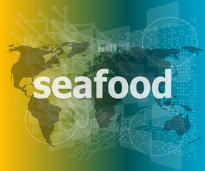 Poster - seafood word on a virtual digital background